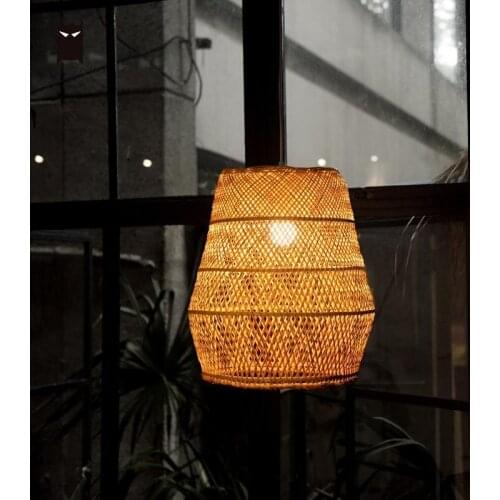 Bamboo Wicker Rattan Pendant Light Fixture Creative Art Personality Hanging Ceiling Lamp Plafon Luminaria for Bedroom Study Room