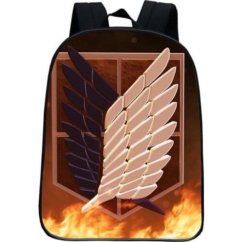12 Inches Attack on Titan Backpack Children 3D Cartoon Bag Kindergarten Rucksack Baby Boys Girls Kids Anime Knapsack Mochila