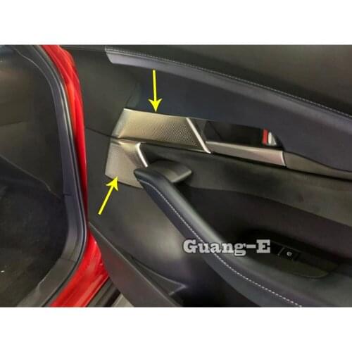 For Mazda CX-30 CX30 2020 2021 Car Styling Sticker Door Stainless Steel Inside Audio Speak Trumpet Sound Ring Circle Trim 8Pcs