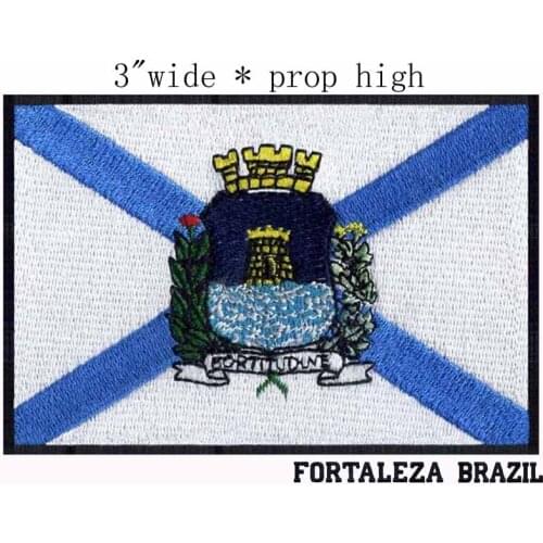 Fortaleza, Brazil Flag 3" wide embroidery patch for bolsas/flower and leaves/stripes