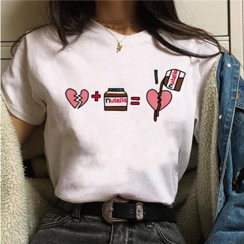 Nutella Graphic Print Womens T-shirt 90s Harajuku Casual Oversized T-shirt Top Trendy Tumblr Ladies T-shirt Camisas Mujer 2021