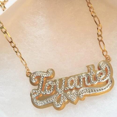 Name Necklace Personalised Name Necklace Double Gold Plated Nameplate Custom Necklace Customized Necklaces Hip Pop Jewelry