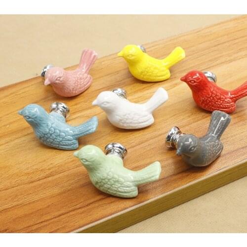 Cute Animal Peace Dove Ceramic handle Design Ceramic Drawer Cabinet Cupboard Door Pull Handle Wardrobe Knob