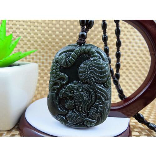 Chinese characteristics Hetian jade tigers pendants free beads ffree shipping