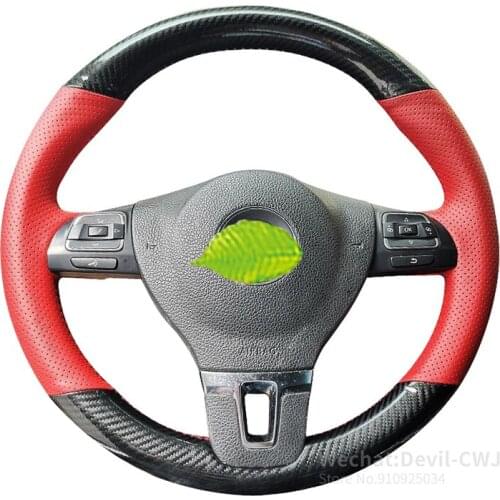 Leather steering wheel cover For Volkswagen Lavida Gran Lavida Cross Lavida sharan Touran hand sewn 2011-2015 2013 car interior
