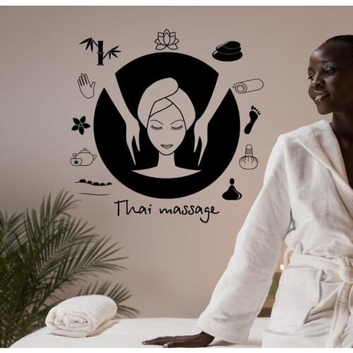 Beautiful Facial Thai Massage Wall Sticker Decal Spa Sticker Spa Relax Massage Room Wall Decoration A00446