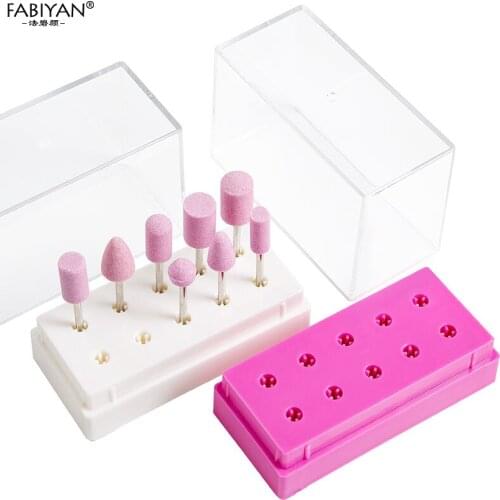 Nail Art Drill Bit Acrylic Holder Case Organizer Storage Box Manicure Container Exhibition Stand For Display Tool 10 Holes