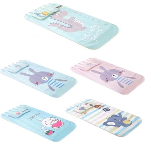 Cartoon Digital Print Breathable Ice Silk Mattresses with Pillow Set Non-Skid Baby Crawl Carpet Blanket Summer Sleeping Mat Home