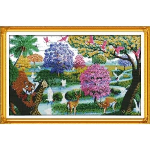 Joy sunday DIY cross stitch pattern landscape count and stamping printing cross stitch kits 14CT embroidery kit needlework bag