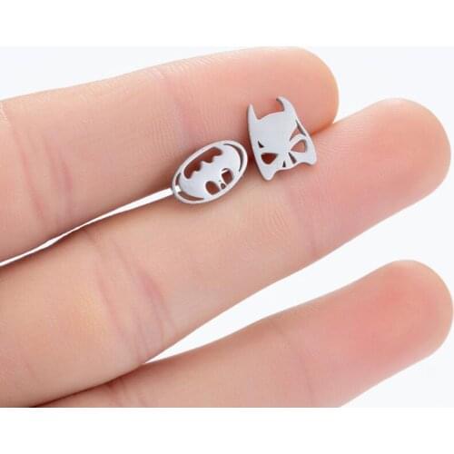 Stainless Steel Bat Earrings Minimalist Anti-allergy Piercing Stud Earrings Bijoux Cartoon Pendientes 2021 New Film Jewelry