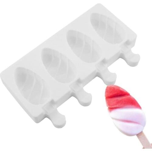 New Silicone Ice Cream Molds 4 Cell Ice Cube Tray Food Safe Popsicle Maker DIY Homemade Freezer Ice Lolly Mould SN3769