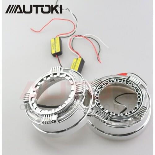 2017 New Autoki Top Quality Led angel eyes Shrouds For Projector Lens High Temp Resistance 3.0 INCH Shroud black/Silver