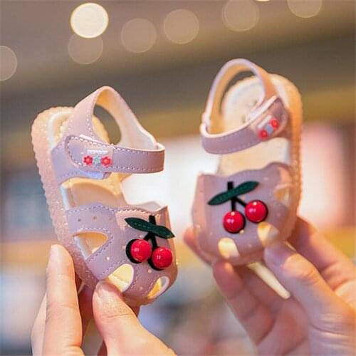New baby toddler Disney children sandals 2021 summer cherry sandals baby toddler shoes to play