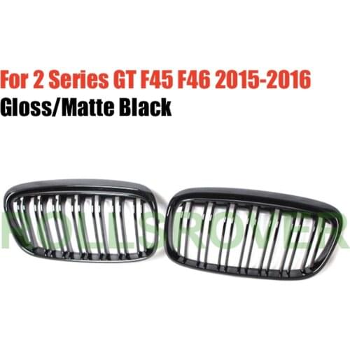 ROLLSROVER Black ABS Front Bumper Grille Grill For 2 Series GT F45 F46 2015-2016 Double Strip Car Styling