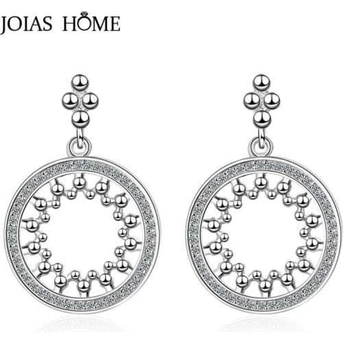 JoiasHome 925 sterling silver earrings simple ethnic style hollow round with cat short earrings wedding party wholesale gifts
