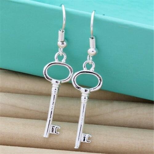 New 925 Sterling Silver Earrings Exquisite Small Key Earrings For Women Fashion Jewelry Gifts