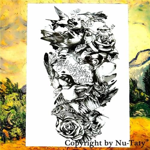 SHNAPIGN Black Magpies Temporary Tattoo Body Art Flash Tattoo Stickers 21*15cm Waterproof Car Styling Home Decor Wall Sticker