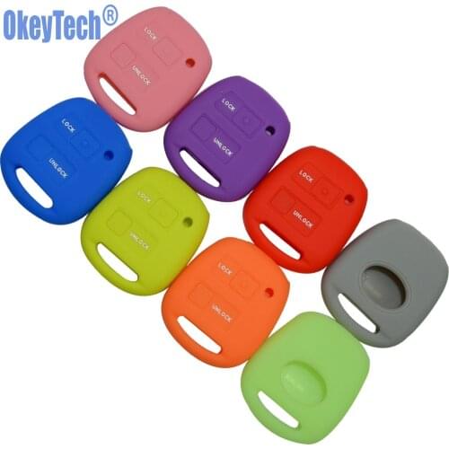 OkeyTech 2 Buttons Silicone Key Fob Case Cover Skin For TOYOTA CAMRY RAV4 PRADO COROLLA AVENSIS LAND CRUISER YARIS