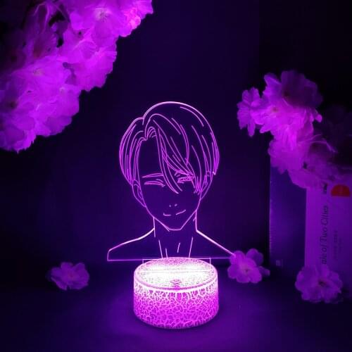 Manhwa Yuri on Ice Figure Victor Nikiforov Led Night Light for Bedroom Decor Nightlight Birthday Gift Anime Lamp Cute Room Decor