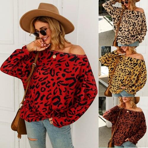 Commuting leopard sweater new autumn and winter long-sleeved top