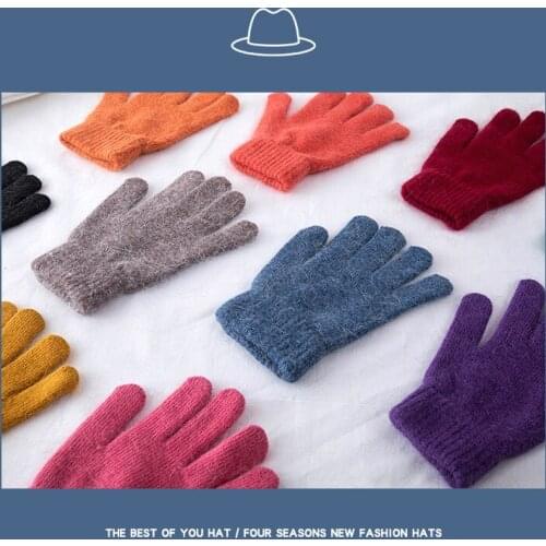 Warm Thick Solid Color Gloves For Woman Man Fashion High Quality Wool Knitted Mittens Korean Style Ridding Winter Autumn Gloves