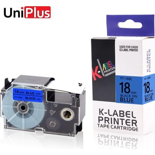 UniPlus XR-18BU Labeling Tapes Compatible for Casio Typewriter 18mm*8m Black on Blue Label Maker High Adhesive Printer Ribbons