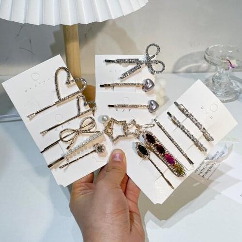 Wind Chain Pearl Hairpin Combination Wild Hair Card Side Clip Net Red Bangs Clip Female Korean Hair Accessories Jewelry