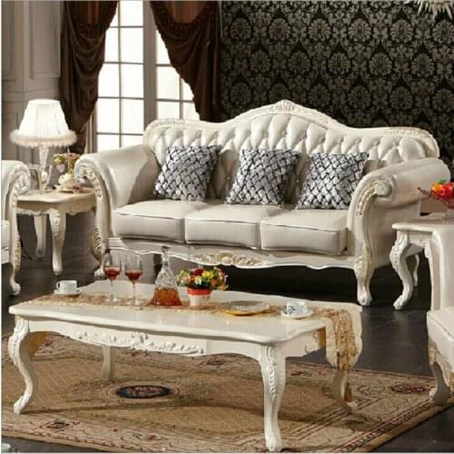 High quality European antique living room sofa furniture genuine leather set 1053