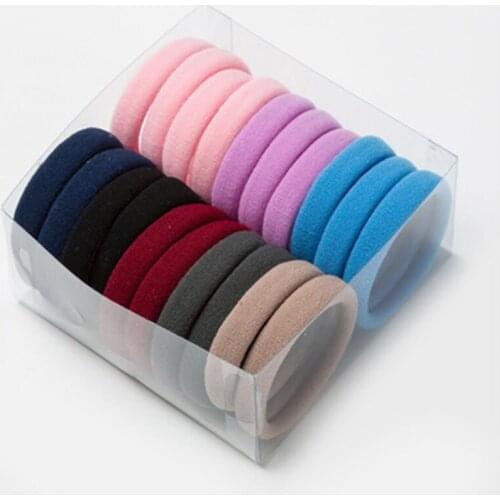 20 Pcs Ladies And Girls Hair Accessories 5cm Solid Color Polyester Stretch Headband Fixed Ponytail Rubber Band