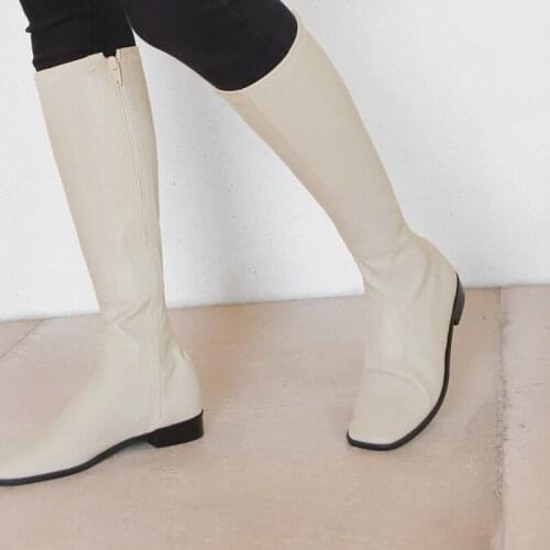 2020 Ladies Knee Boots Square Toe Thick Heel High Heel Womens Shoes Autumn and Winter All Matching Sexy Womens Boots Size34-43
