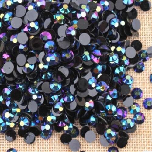 2MM 3MM 4MM 5MM 6MM Bling Black Jelly AB Color Non HotFix Resin Rhinestones Flatback Stone no Glue for Arts Decoration