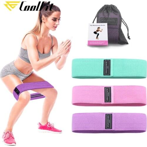 CoolFit 3PCS Hip Band Yoga Resistance Band Wide Fitness Exercise Legs Band Loop For Circle Squats Training Anti Slip Rolling