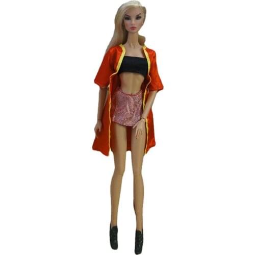 3 pcs/set 11.5" Doll Clothes Red Coat Jacket & Tube Top & Skirt Outfit for Barbie Clothes Clothing 1/6 BJD Dolls Accessories Toy
