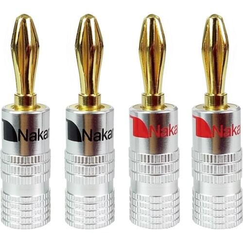 4pcs Connector 4mm Speaker banana plugs 24K Copper gold plated 4mm Jack match with 4mm binding post