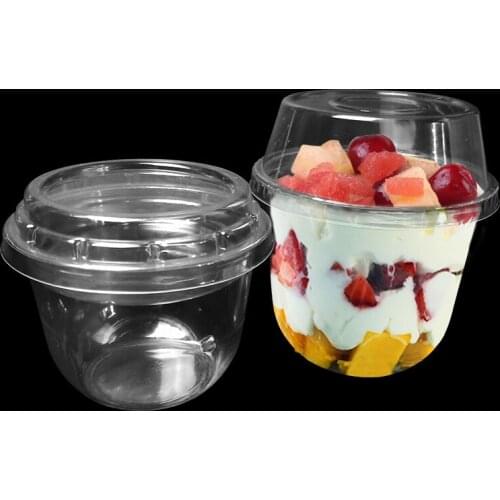 50pcs High quality transparent disposable ice cream cup 250ml 8oz creative yogurt pudding jelly dessert fruit salad plastic cups