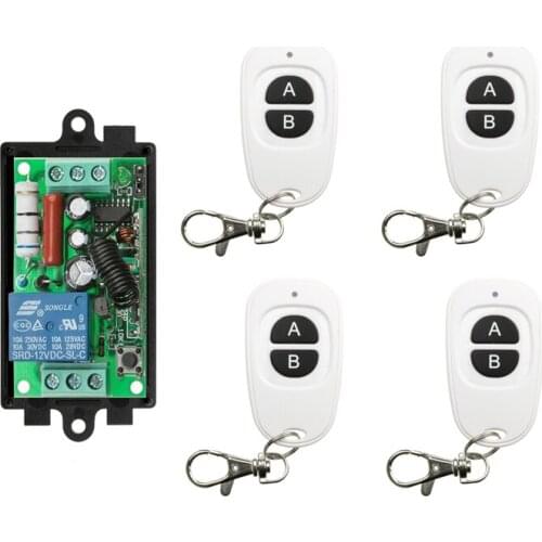 AC 220 V 1 CH 1CH 10A RF Wireless Switch Relay Receiver Remote Controllers & White AB keys Waterproof Transmitter Garage Door
