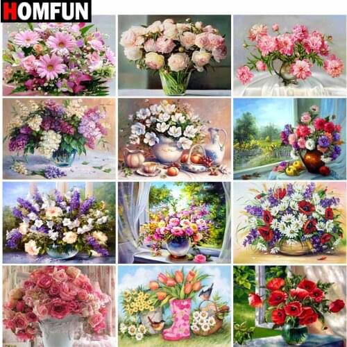 HOMFUN Full Square/Round Drill 5D DIY Diamond Painting "Bouquet landscape" Embroidery Cross Stitch 5D Home Decor Gift