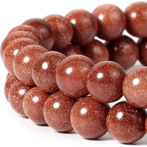 Natural Gold Sandstone Stone Beads Round Loose 15" Strand 4 6 8 10 12MM Spacers Beads for Jewelry Making DIY Bracelets