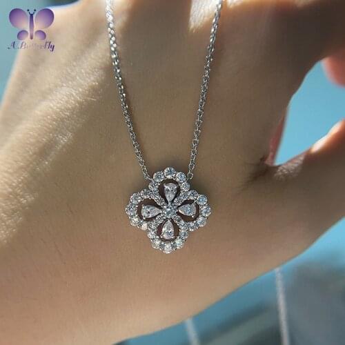 2020 New 925 Sterling Silver Four Leaf Necklace Pendant Sun Flower Simulation Diamond Clavicle Chain High Quality Necklace