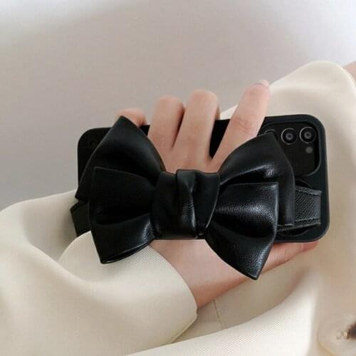 Cute Leather Bowknot Soft Protection Case for Samsung Galaxy S20FE S21FE Plus Ultra Note 8 Wrist Band Shockproof Silicone Cover