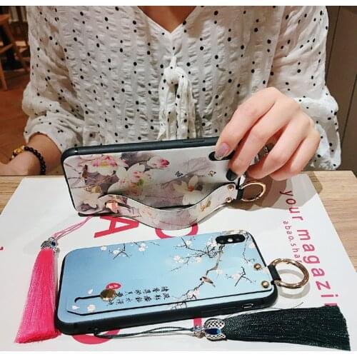 Tassel 3D Embossed Phone Case For Samsung S10e S8 9 10 20 21 Ultra Plus Note8 9 10 20 Ultra Wrist Matte Phone Cases