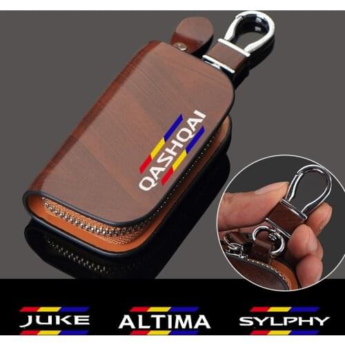 Genuine Leather Smart Car Key Case Cover Bag For Nissan Qashqai X-Trail T32 T31 Juke J10 Kicks Tiida Pathfinder Key Case Cover