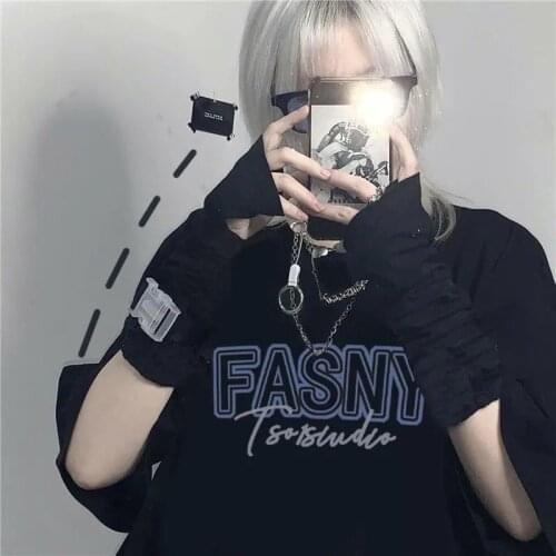 Summer Casual Harajuku Clothing Anime Rabbit Printing Tee Hip Hop Short Sleeved Women T Shirt Punk Loose Oversized T-shirts Tops