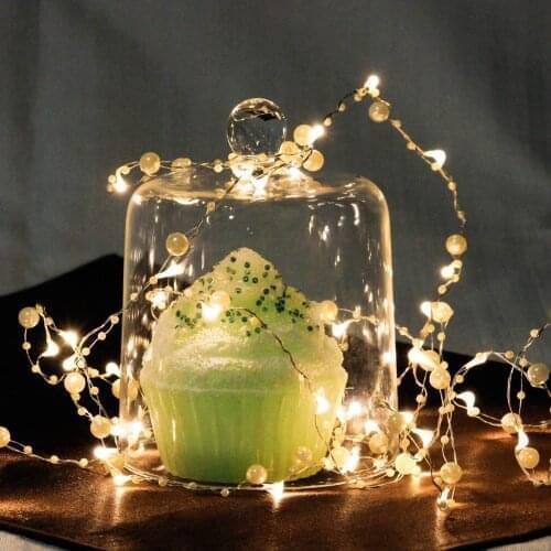 Pearl Beads String Lights Ivory Faux Copper Wire 10ft for Home Bedroom Living Room Wedding, Birthday Dinner Party Decor
