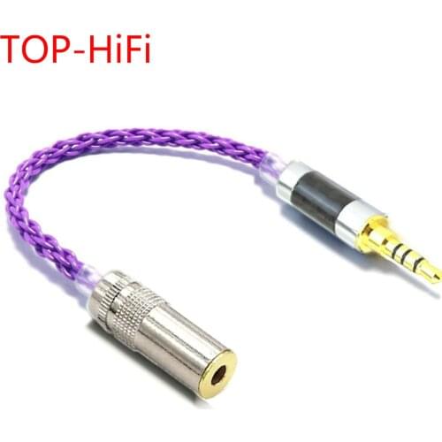 TOP-HiFi 3.5mm TRRS Balanced Male to 4.4mm Balacned Female Silvar Plated Audio Adapter Connector 3.5mm to 4.4m Audio Cable