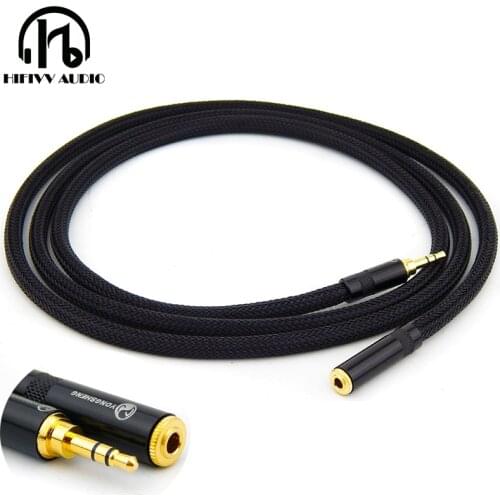 Hifi cable 3.5mm female to 3.5mm Male 3 Pos Line In Car Aux Cable Headphone Amplifier Audio Extension cable