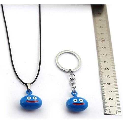 HSIC Game Dragon Quest Kuesuto Key Chain Blue Metal Slime Pendant Key Holder Men Figure Chaveiro HC13092