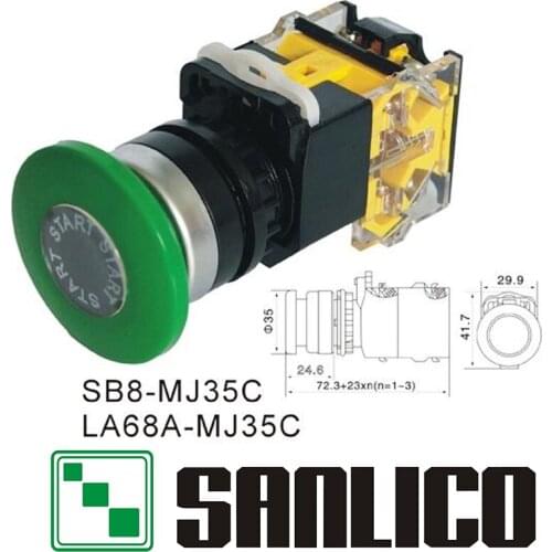 Emergency stop switch mushroom head push button switch SB8(LA68A LA38)-MJ35C momentary spring return