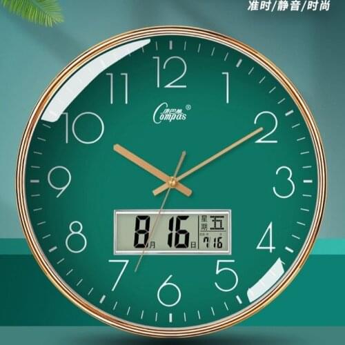 Round Wall Clock Quartz Silent Nordic Design Smart Wall Clock Bedroom Digital Wall Clock with Date Temperature Relogio Parede