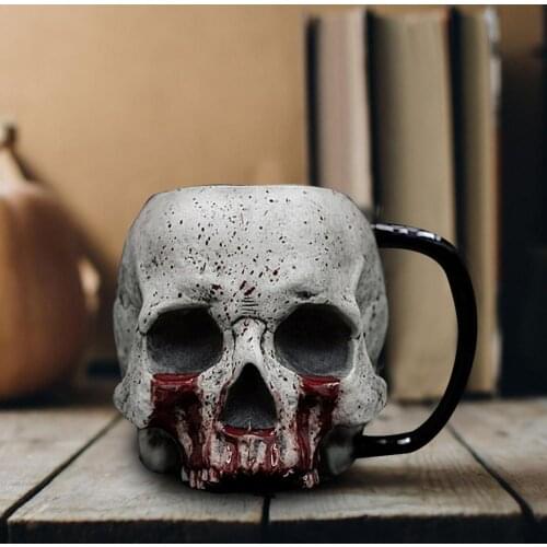 Resin Skull Cup Beer Mug Simulation Halloween Skull Mug Beer Drinking Mug Halloween Bar Drinkware Gift Dropship